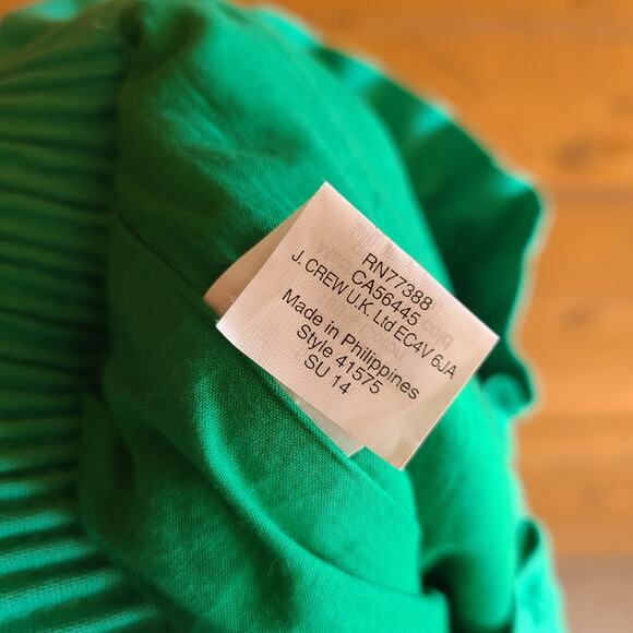 J. Crew Factory Linen Cotton Sidewalk Mini Skirt Tropical Turquoise 0 Smocked - Picture 5 of 5